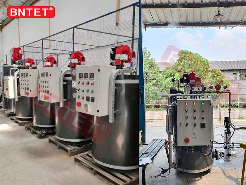 Gas burner connected to small boiler in Indonesia